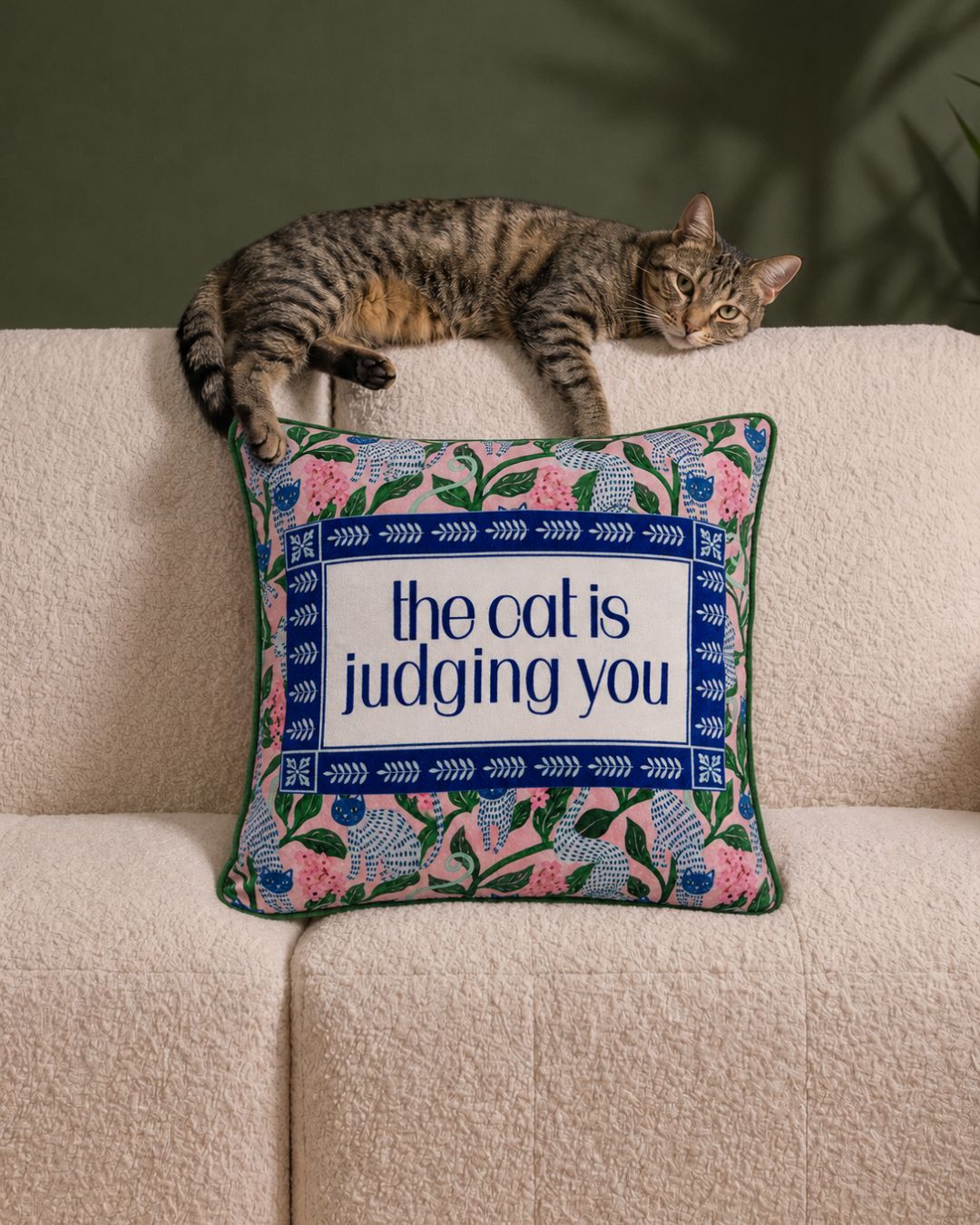 the cat is judging you pillow